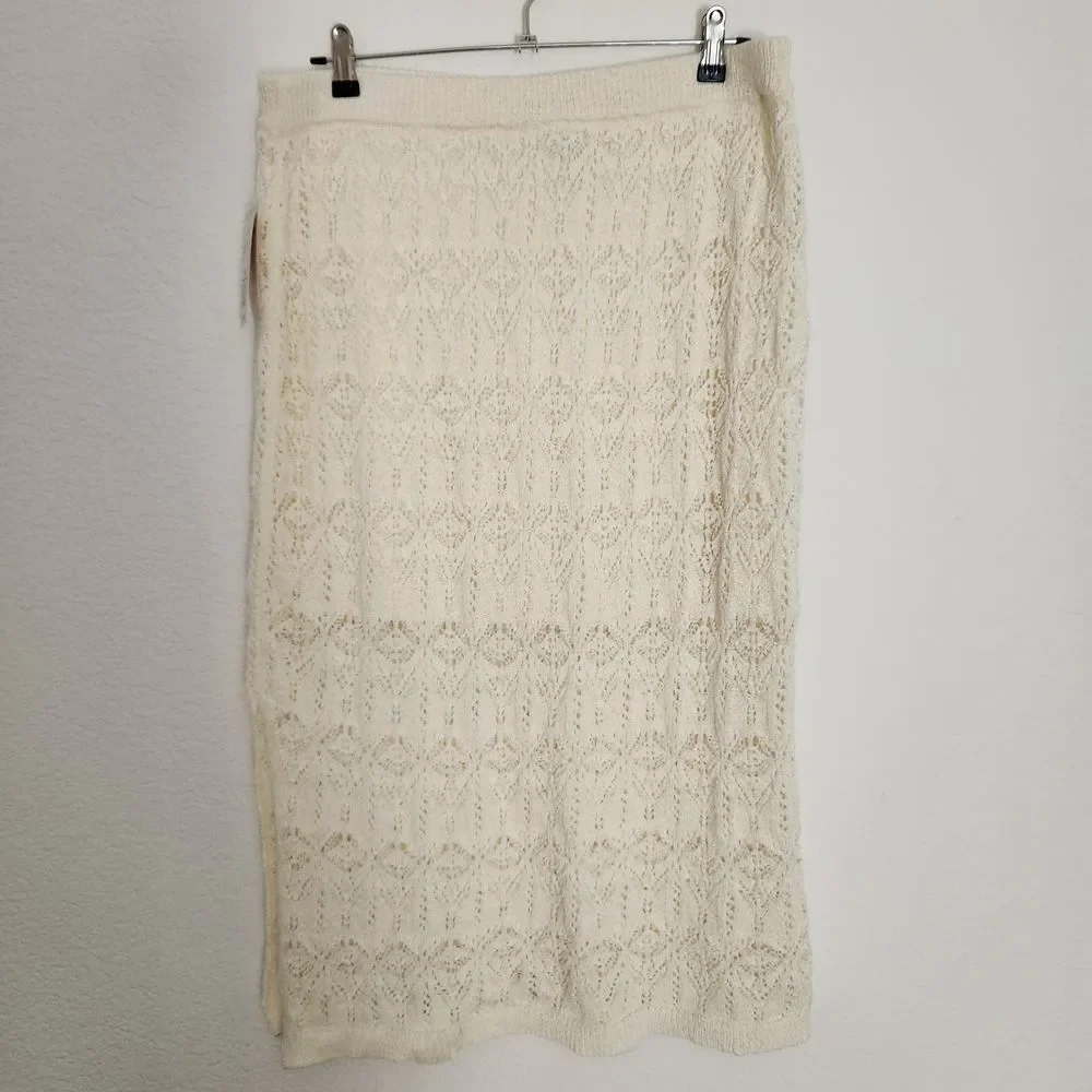 A New Day Womens Elegant Cream Lace Overlay Midi-Mini Skirt Size XXL